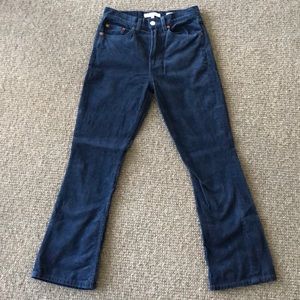 Re Done blue corduroy flare drop pants sz 25